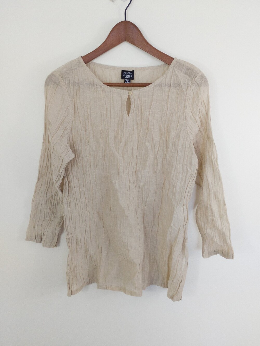 Eileen Fisher Crinkle Linen Blend Top Size Lp